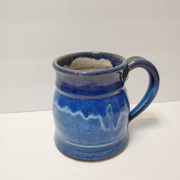 Large Studio Pottery Mug, Ceramic Tankard, Cobalt Blue, Signed Bjork - Picture 2 of 9